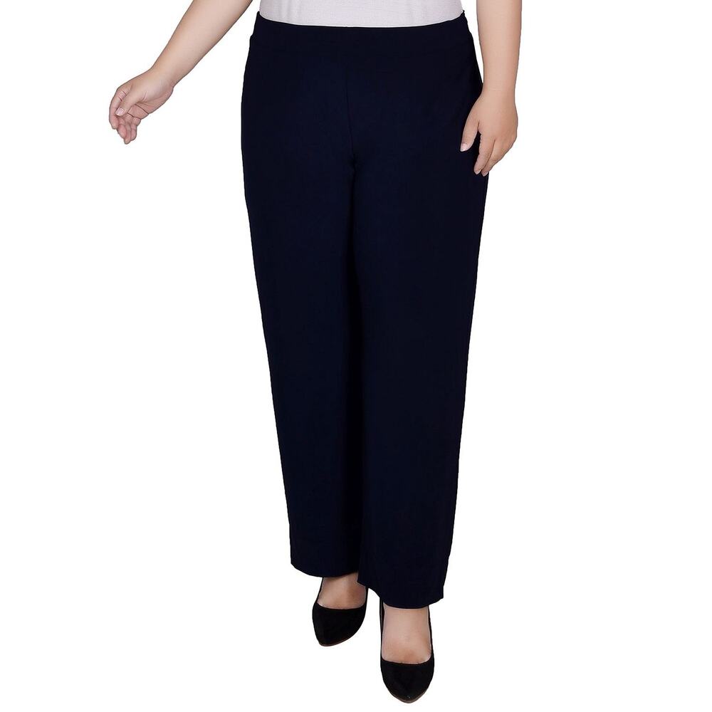 NY Collection Mid Rise Pull On Wide-Leg Palazzo Pant Navy Blue NEW Plus Size 2X